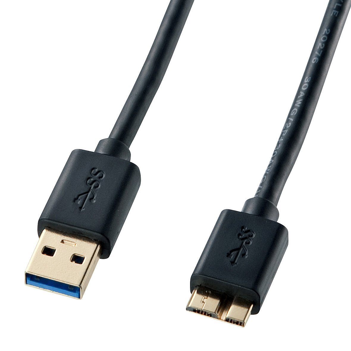 サンワサプライ USB3.0マイクロケーブル(A-MicroB) 0.5m ブラック KU30-AMC05BK_画像1