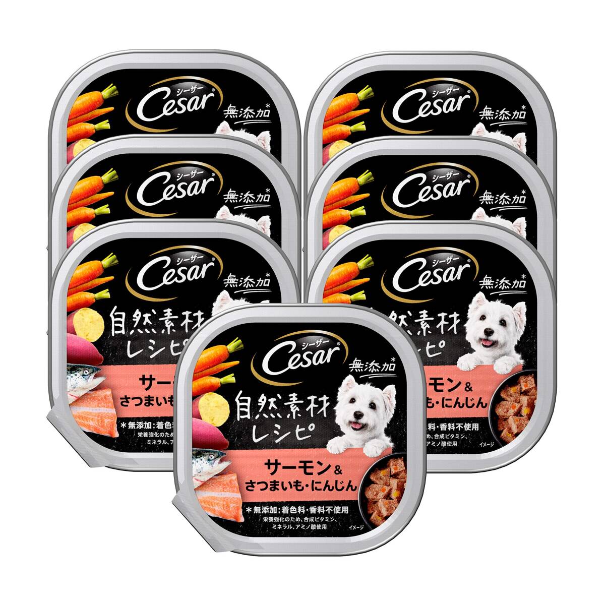 シーザー ドッグフード 自然素材レシピ サーモン&さつまいも・にんじん 成犬用 85グラム (x 7) (まとめ買い)_画像1