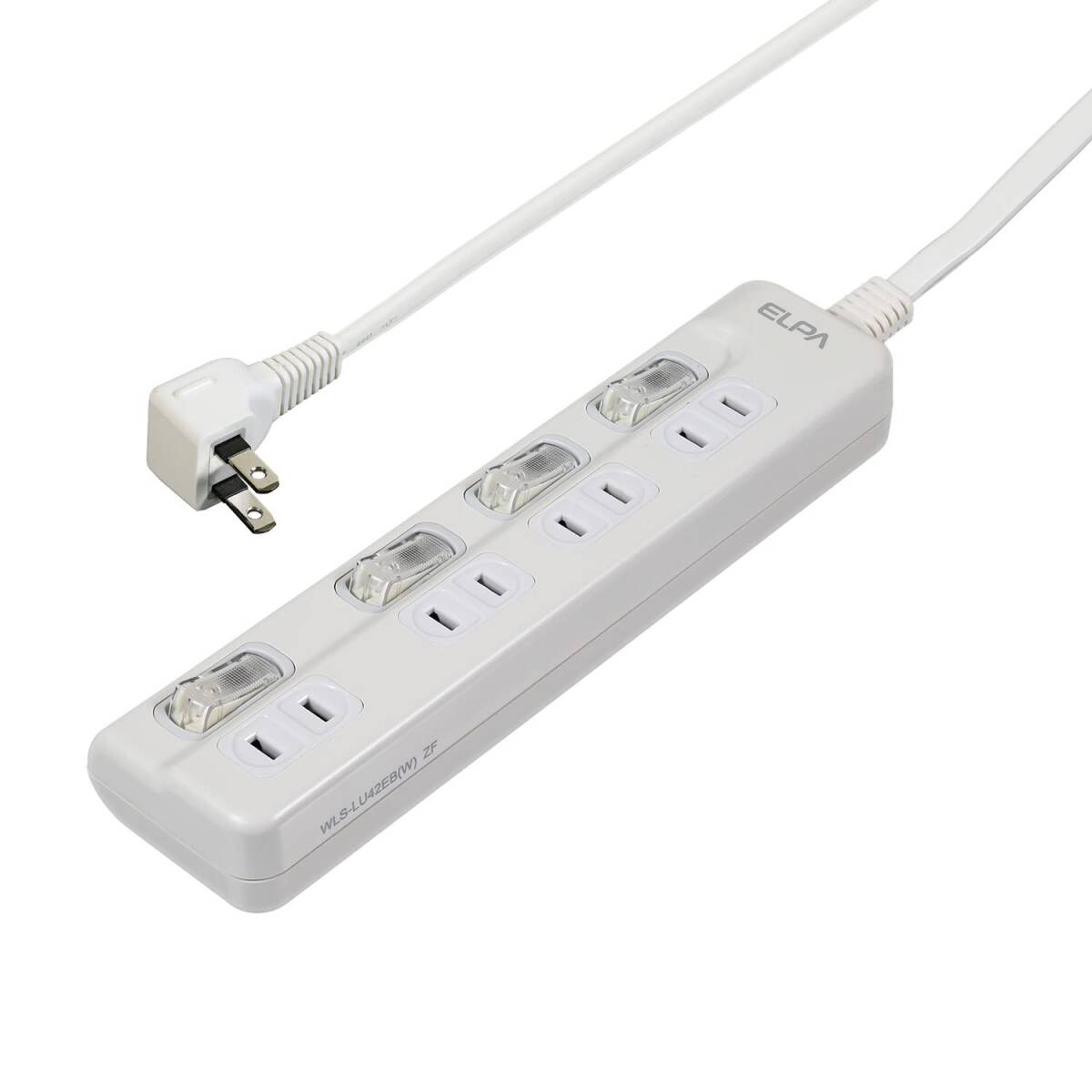 エルパ ( ELPA ) LEDランプ スイッチ付タップ 4個口 ( 2m / 上挿し /延長コード ) 節電/WLS-LU42EB(W)_画像1