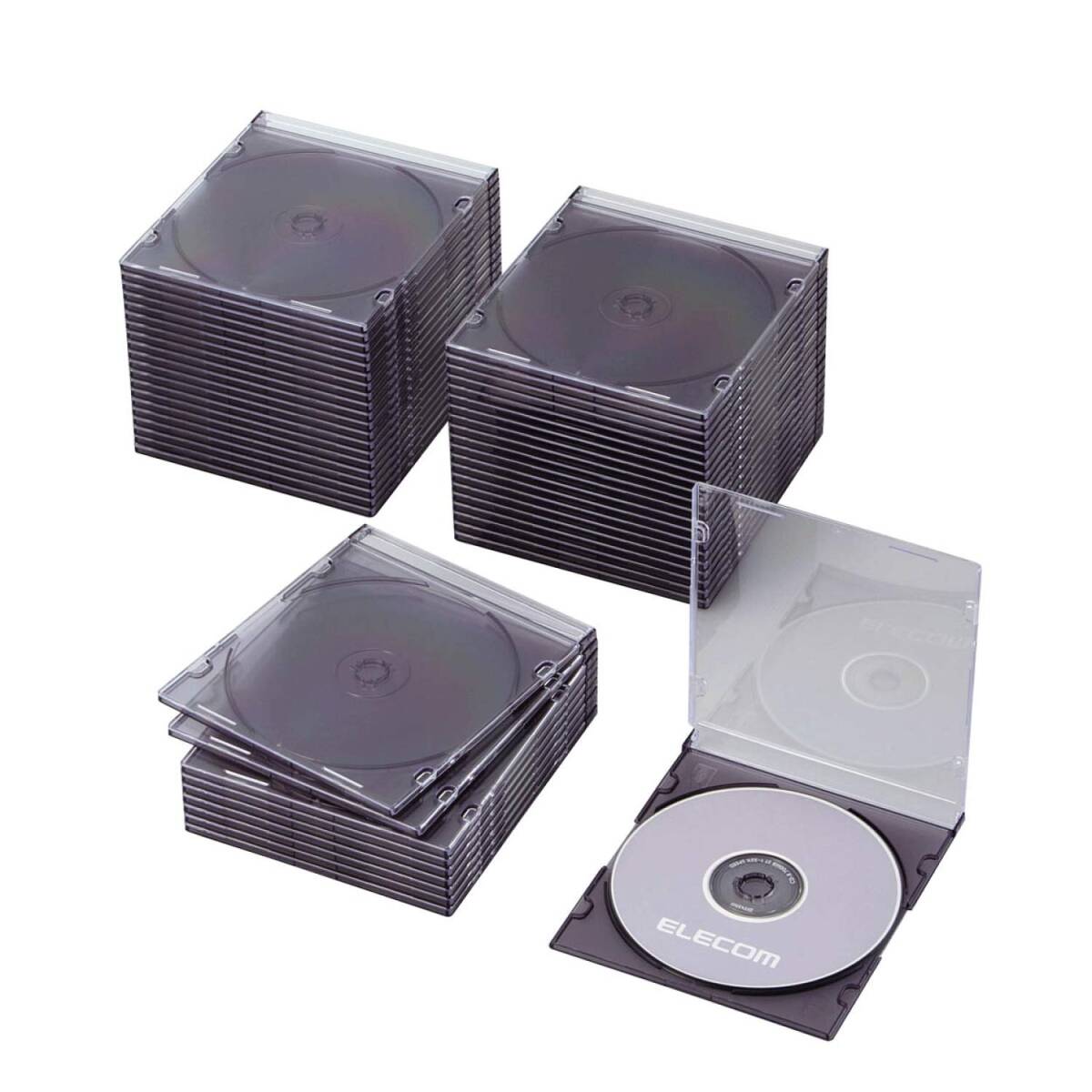 エレコム DVD CDケース プラケース スリム 1枚収納 50枚パック クリアブラック CCD-JSCS50CBK_画像1