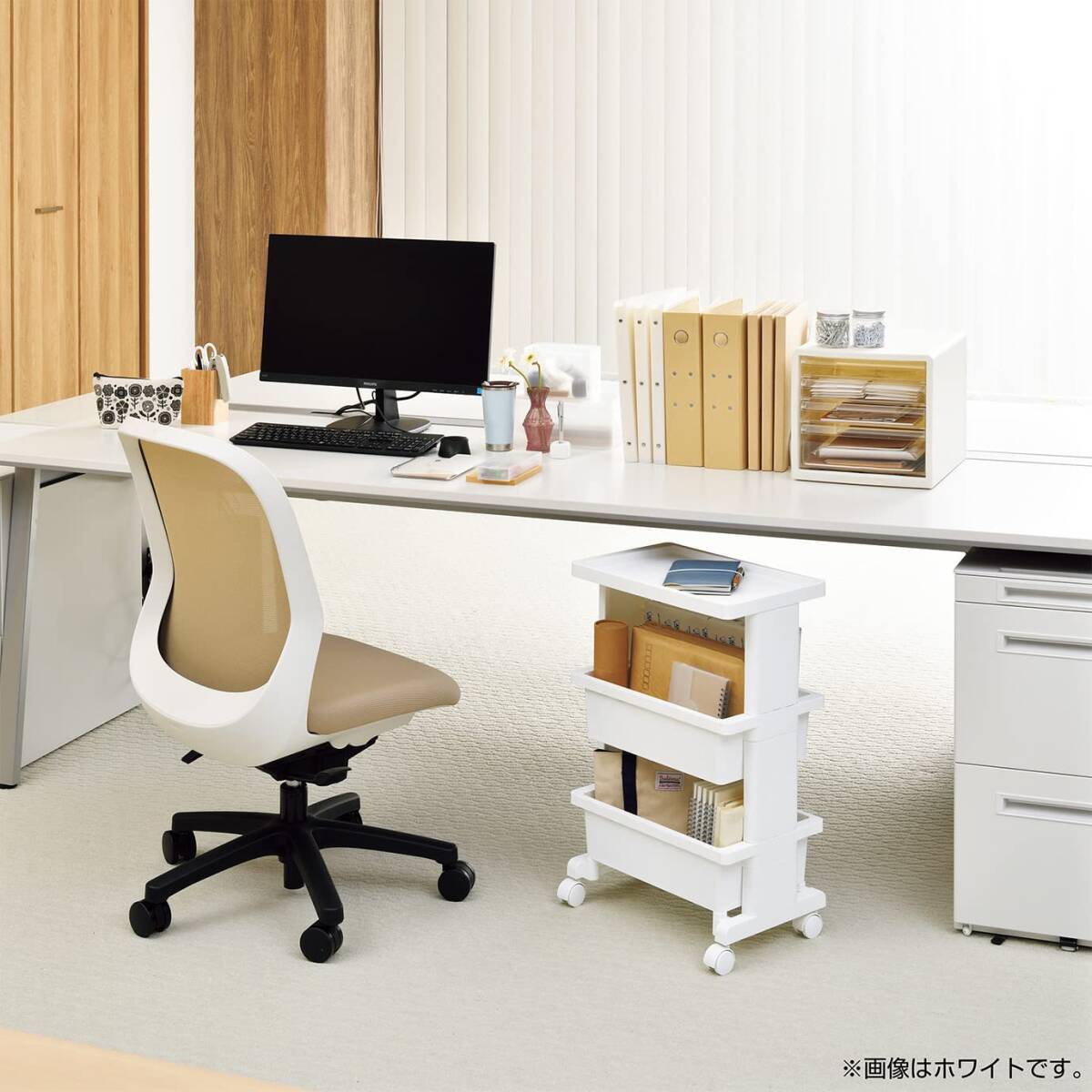 JEJアステージ 収納 リセスタイル テーブルワゴン ミニ 日本製 簡単組み立て 25D x 40W x 60H cm_画像3