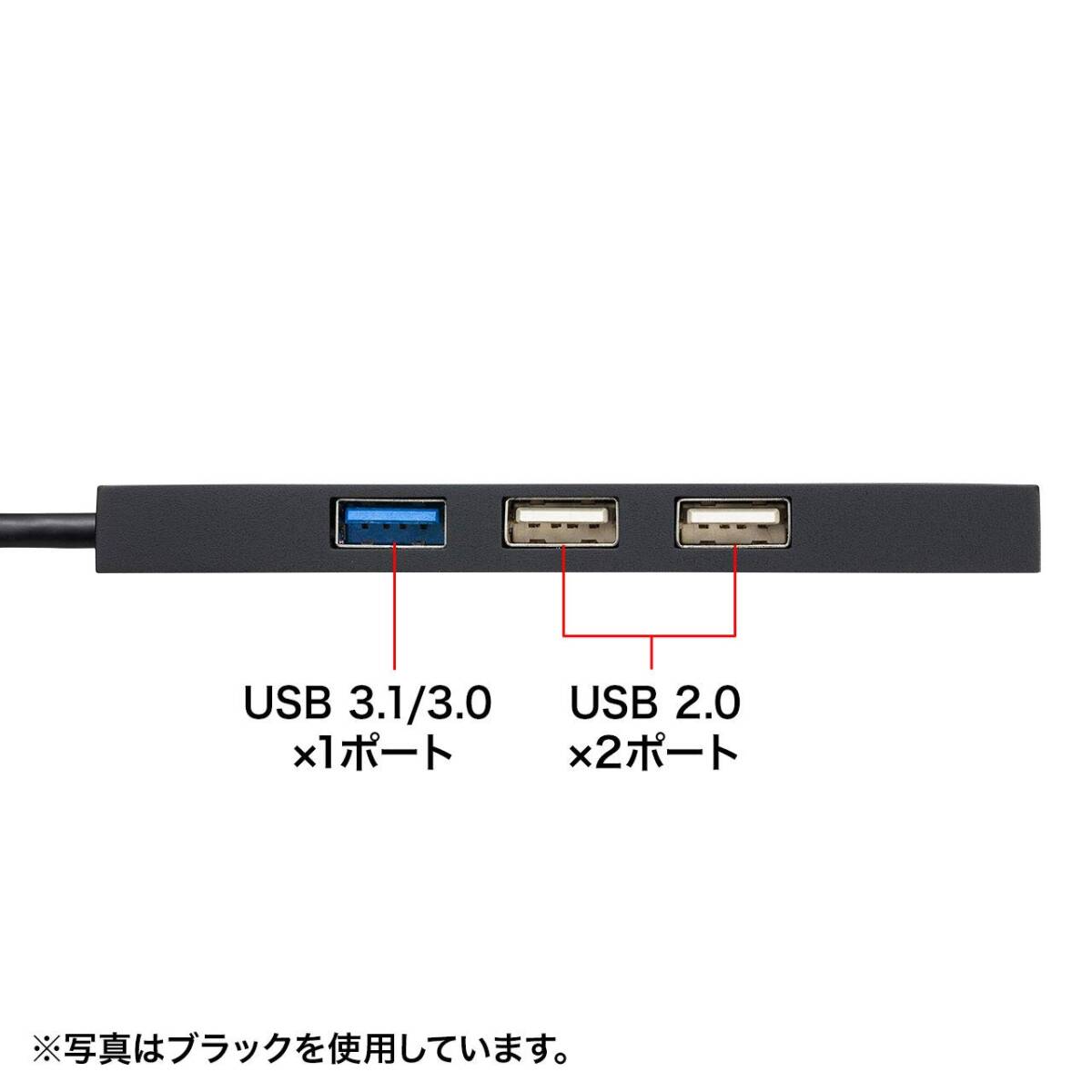 サンワサプライ USBハブ Type-C接続 (USB3.1/3.0×1ポート/USB2.0×2ポート/SDカード・microSDカードリーダー_画像4