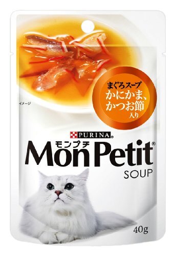 モンプチ スープ パウチ 成猫用 かにかま、 かつお節入り まぐろスープ 40g×12袋入り (まとめ買い) [キャットフード]_画像1