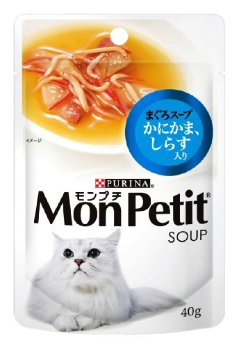 モンプチ スープ パウチ 成猫用 かにかま、しらす入り まぐろスープ 40g×12袋入り (まとめ買い) [キャットフード]_画像1