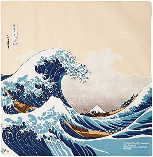 丸全 和雑貨 綿風呂敷 北斎浪裏 50×50cm No102_画像1