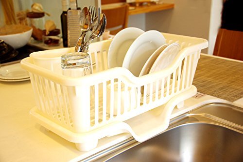 サンコープラスチック 日本製 水切りかご 皿立て水切り 流 No.3 縦型 スリム 箸立て付き パールホワイト_画像4