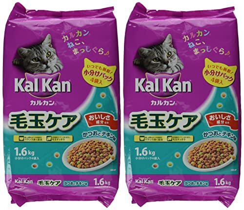 カルカン ドライ キャットフード 成猫用 毛玉ケア かつおとチキン味 1.6kg×2袋 (まとめ買い)_画像5