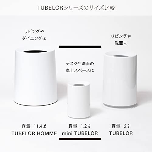 ideaco(イデアコ) ゴミ箱 丸形 ライトブルー 1.2L mini TUBELOR (ミニチューブラー)_画像6