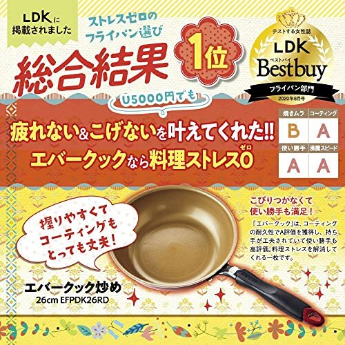 エバークック フライパン 22cm オール熱源対応(IH対応) レッド 選べるシリーズ 取っ手の取れる 着脱式 ドウシシャ_画像9