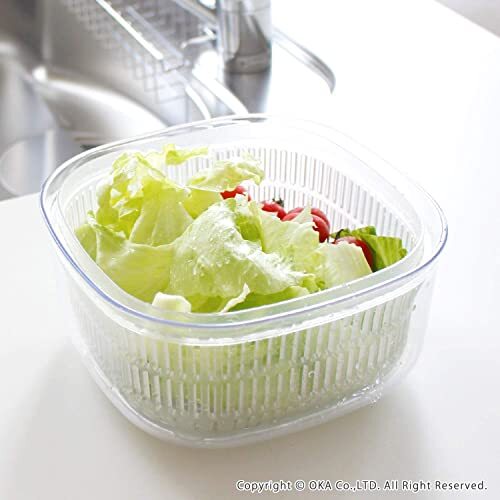 オカ PLYS ベジマジ 野菜用保存かご あらう ホワイト 約21cm×21cm×11cm (ざる 水切り ボウル)_画像9