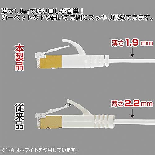 サンワサプライ LANケーブル CAT7 ウルトラフラット 10Gbps/600MHz ギガビット イーサネットケーブル ツメ折れ防止 RJ45_画像4