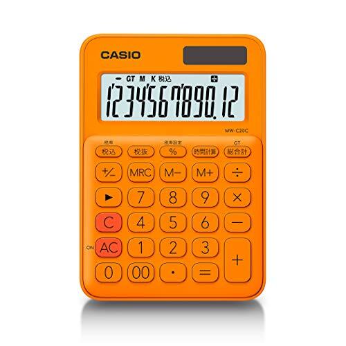  Casio colorful calculator orange 12 column Mini Just type MW-C20C-RG-N