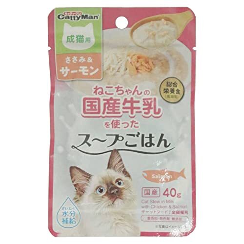 猫ちゃんの国産牛乳を使ったスープごはん ささみ&サーモン 成猫用 40g×10個セット_画像1