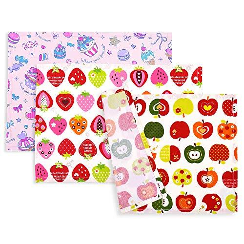 ランチョンマット 女の子 子供 布製 おしゃれ 給食 綿 3枚組 りんごといちごのフラワーセット カラフルキャンディスタイル N3632713_画像2