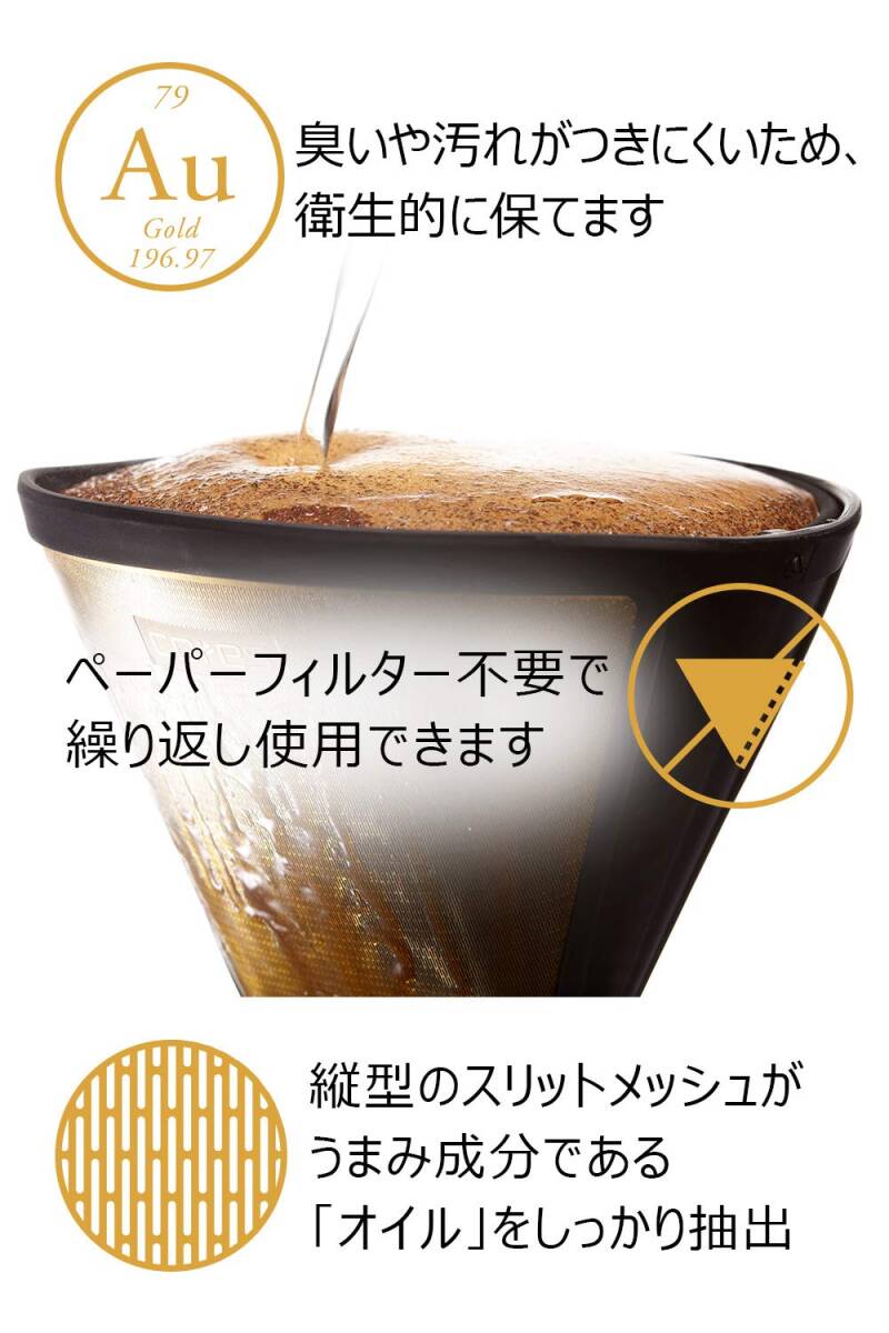 cores コレス コーヒー ドリッパー ゴールドフィルター カップに直接セットするだけ 2~4杯用 丸山珈琲 共同開発 ペーパーフィルター不要_画像4