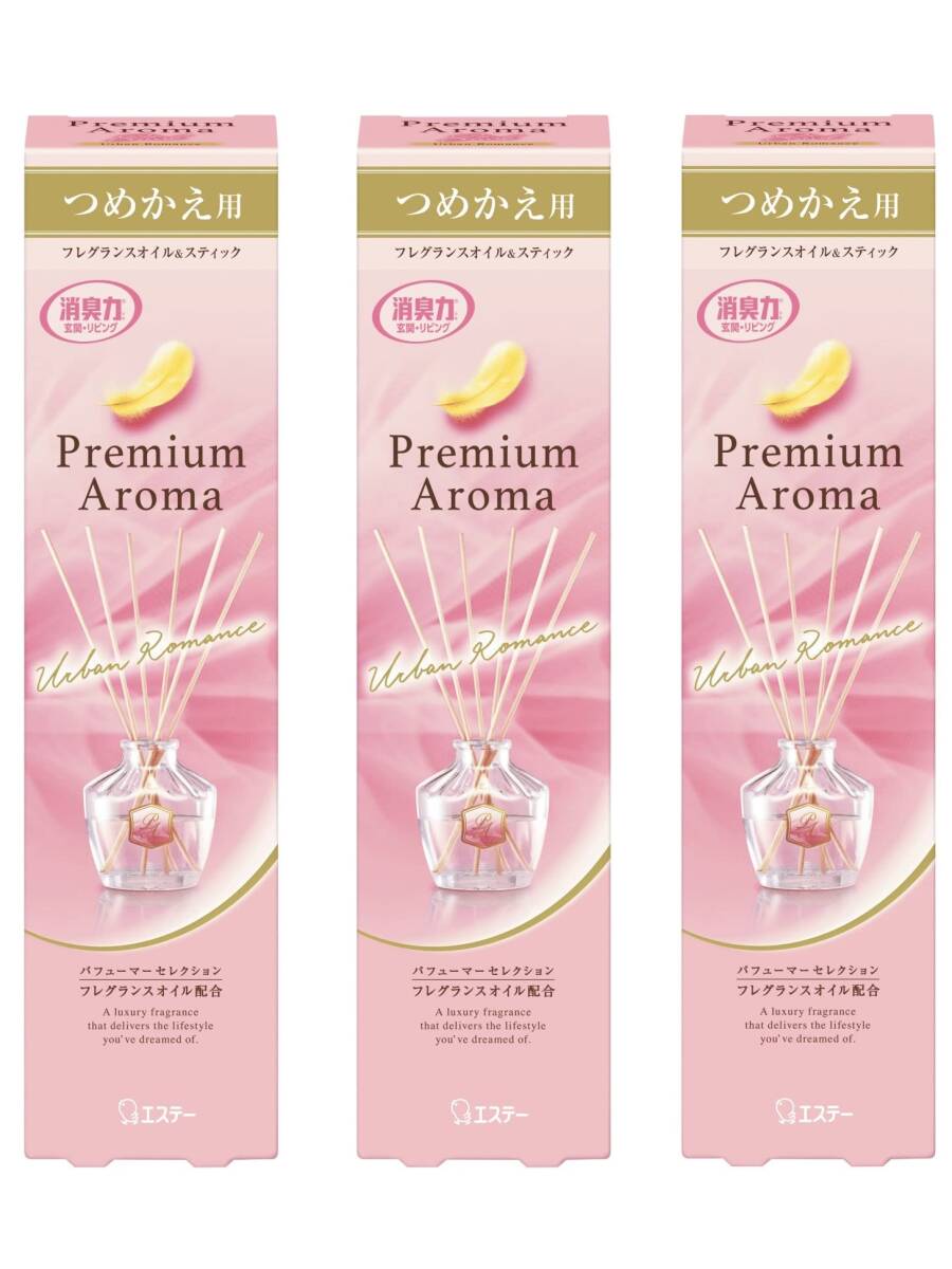 【まとめ買い】お部屋の消臭力 プレミアムアロマ スティック 部屋用 アーバンロマンス つめかえ 50mL×3個 ディフューザー 玄関_画像1