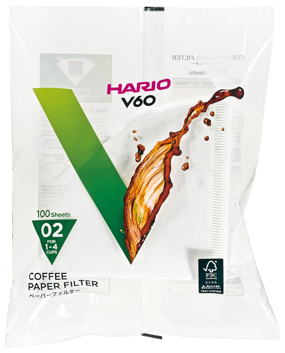 HARIO(ハリオ) V60ペーパーフィルター 1-4杯用 500枚入り ホワイト 日本製 VCF-02-100Wの画像2