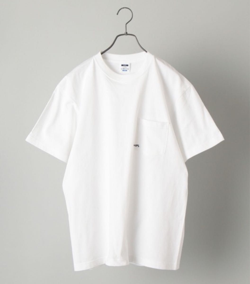 SHIPS シップス SHIPS: マイクロ SHIPSロゴ ポケット Tシャツ ホワイト サイズL 定価¥3,410