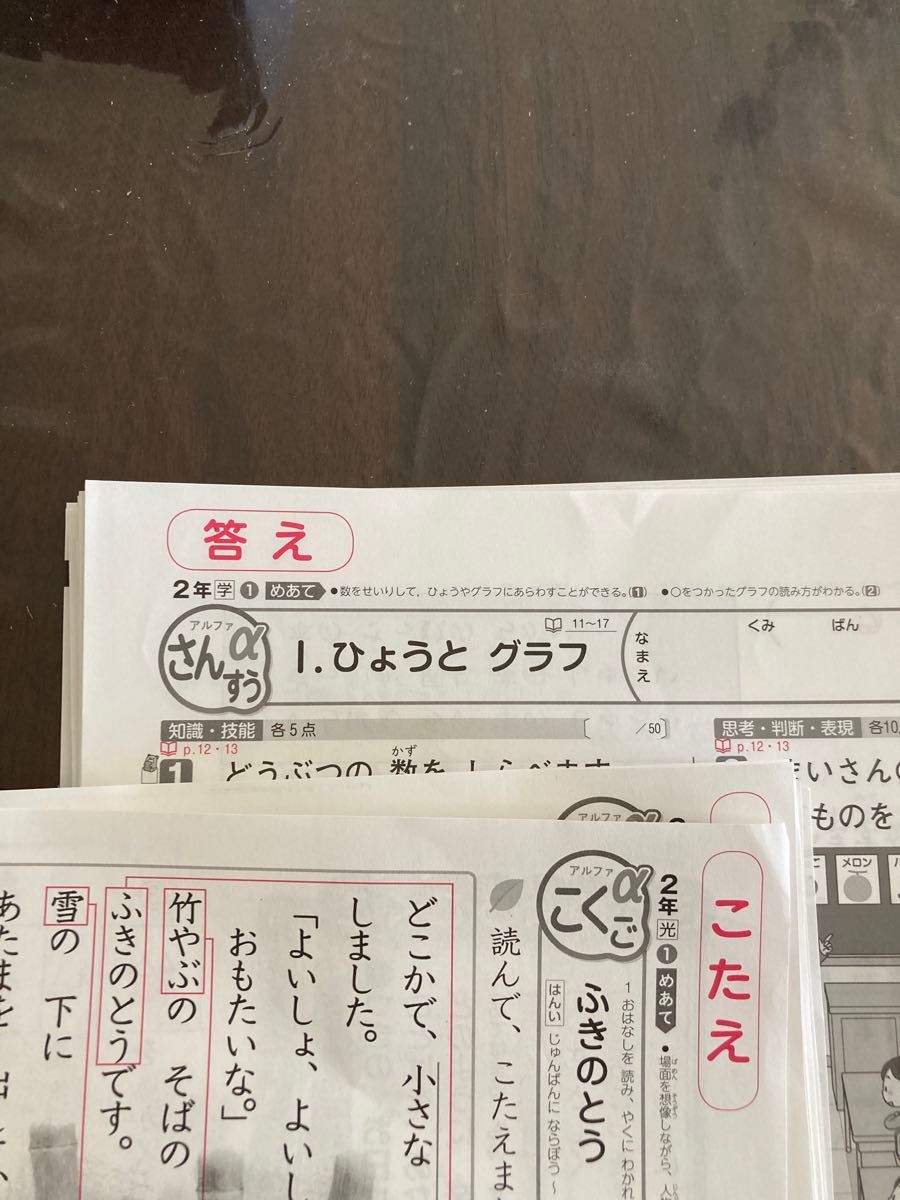 小学2年生　こくご23枚/さんすう21枚　解答　