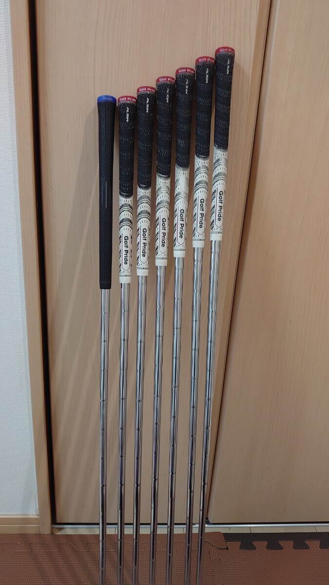 PING i200アイアン7本セット シルバー X100 長身 パワーヒッター 5番〜9番、W.U i210やi230の前作　青ドット_画像9