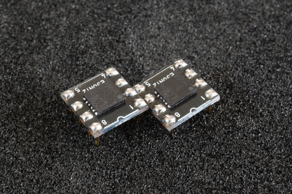 MUSES05 1回路8ピンDIP化 (超)ローハイト仕様 オーディオ用オペアンプ 2個セット ハイグレードコンデンサー装着2回路化アダプター付きの画像7