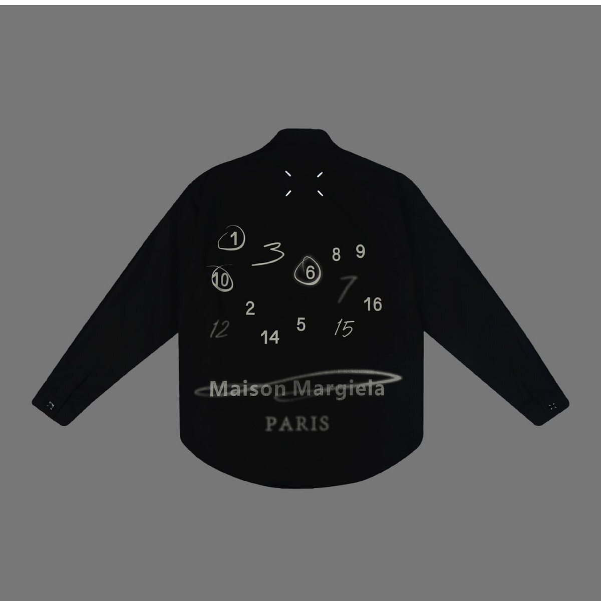 送料無料 Maison Margiela マルタンマルジェラ シャツ 長袖 背中ロゴ 落書き ペアルック 男女兼用 S-XL サイズ選択可能 MM6 3337の画像3