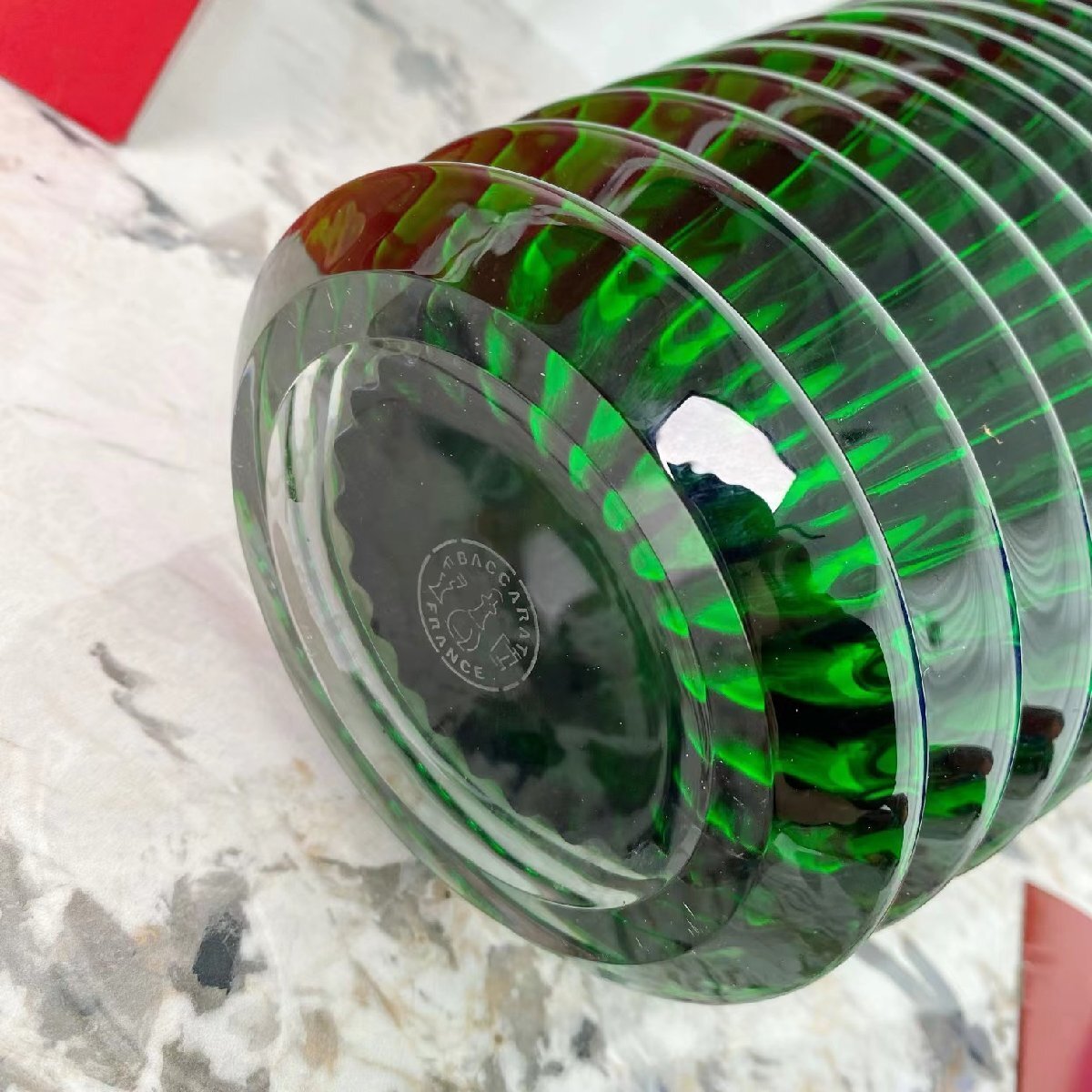 バカラ Baccarat 花瓶 クリスタルガラス クリア 花瓶 美品 小物 Ｌ グリーンの画像5