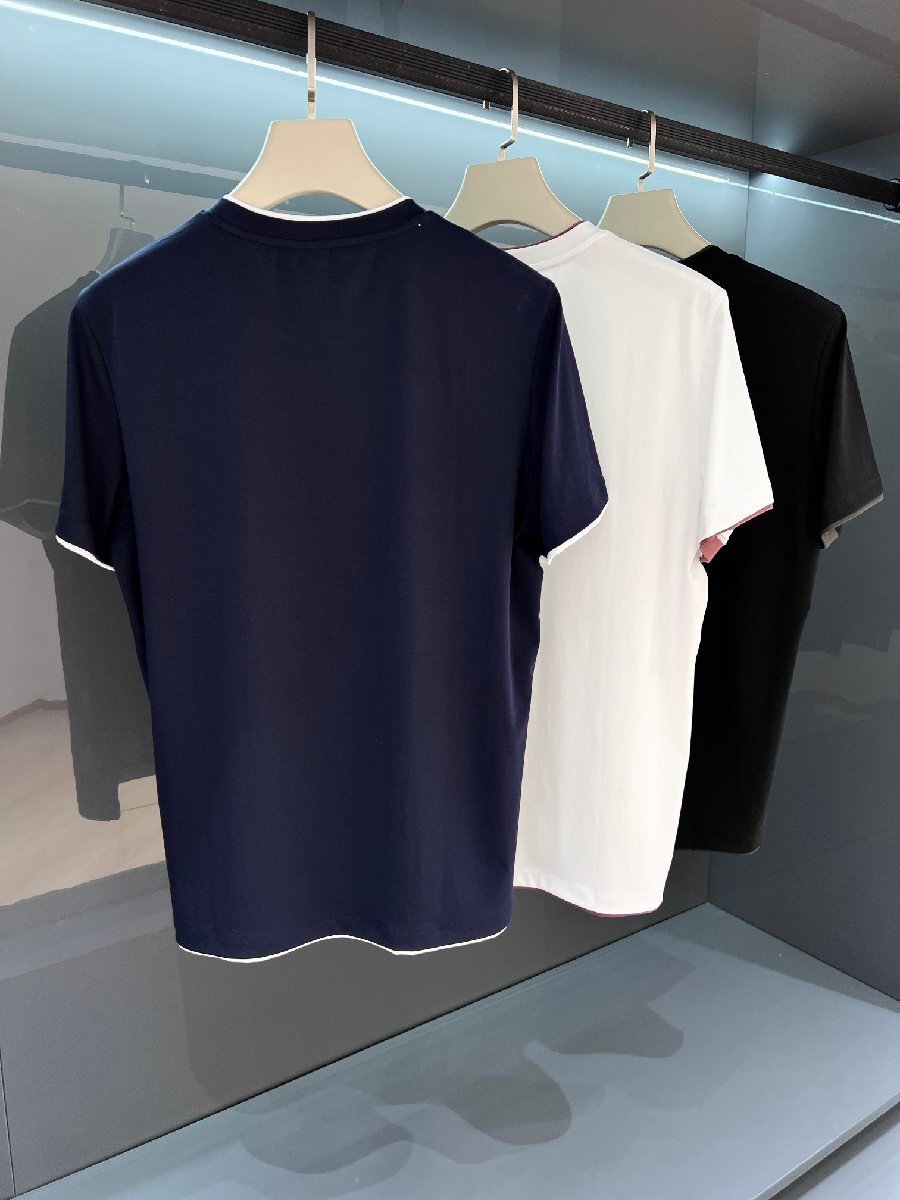 送料無料 ブルネロクチネリ BRUNELLO CUCINELLI メンズ Tシャツ 刺繍ロゴ 丸首 シンプル 半袖 48-56 サイズ選択可能 navy 4368の画像2