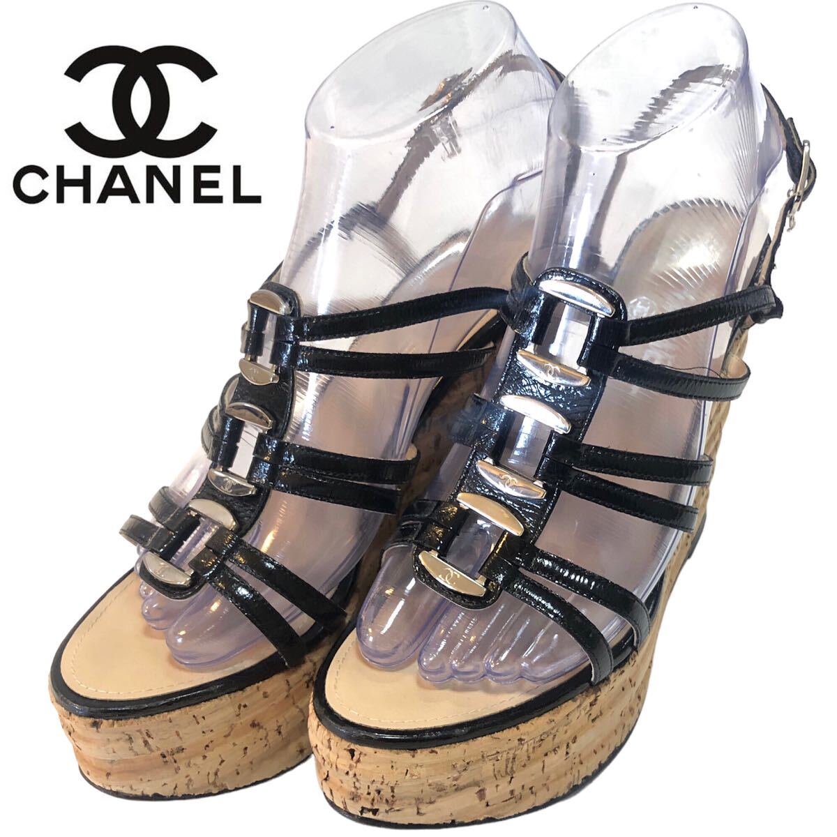 【全国送料無料】CHANEL シャネル ココチャーム ウェッジソール サンダル 