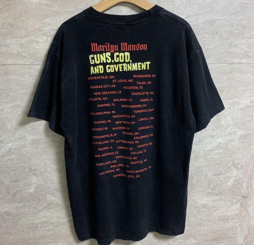 1スタ 1円スタート 00s マリリンマンソン GUNS GOD AND GOVERNMENT バンT marilyn manson バンドtシャツ ヴィンテージ ビンテージ 黒 の画像2