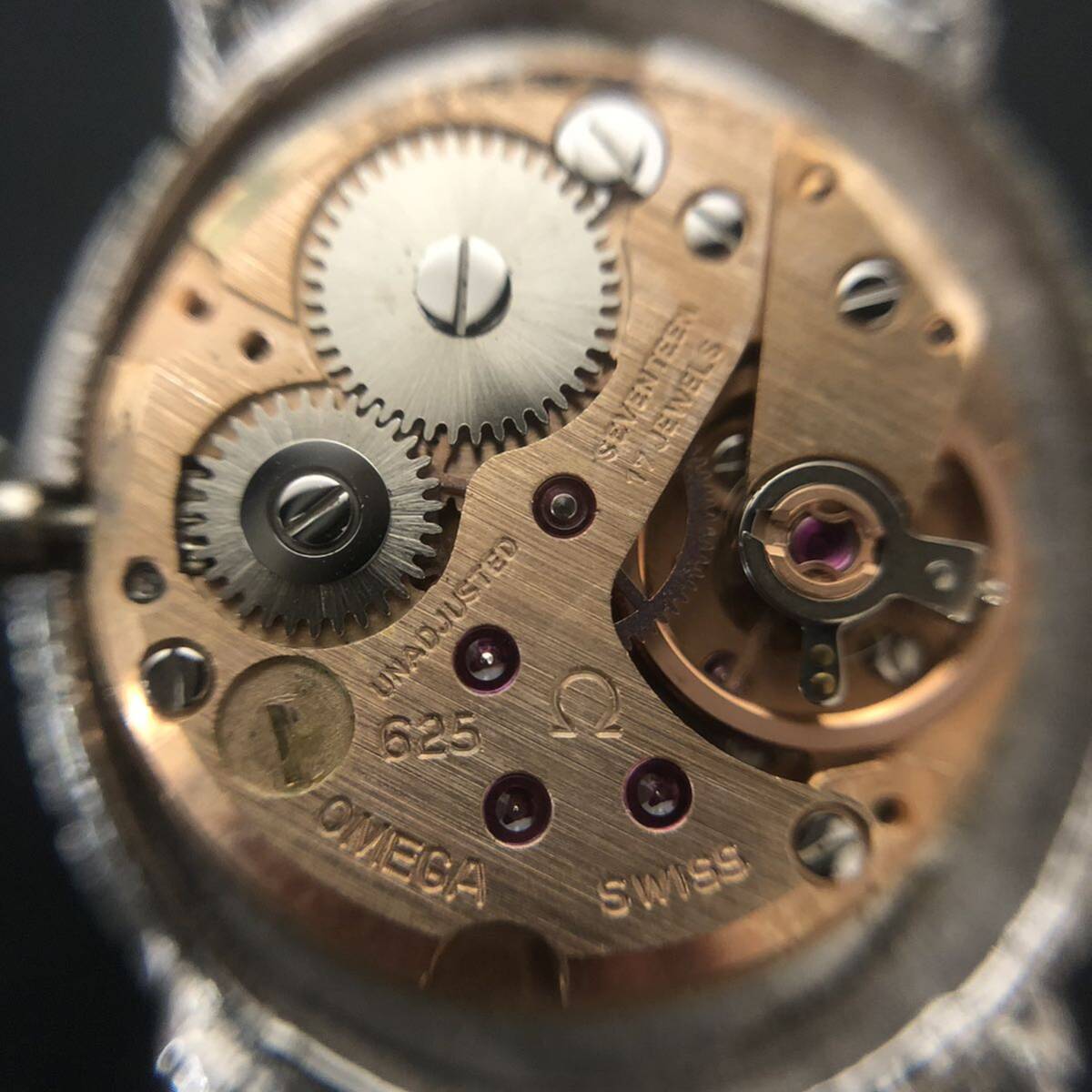 1円〜 OMEGA オメガ Geneve ジュネーブ ルビー ダイヤベゼル 手巻き レディース 重さ40.8g 稼働品 腕時計 2針の画像8