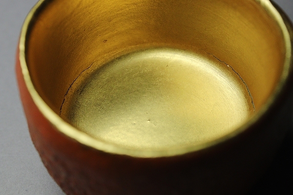 *# редкий произведение! Kyoto ..... правильный весна натуральный оранжевый чашечка для сакэ .. только оригинальный золотой . производства посуда для сакэ #*. камень стоимость .