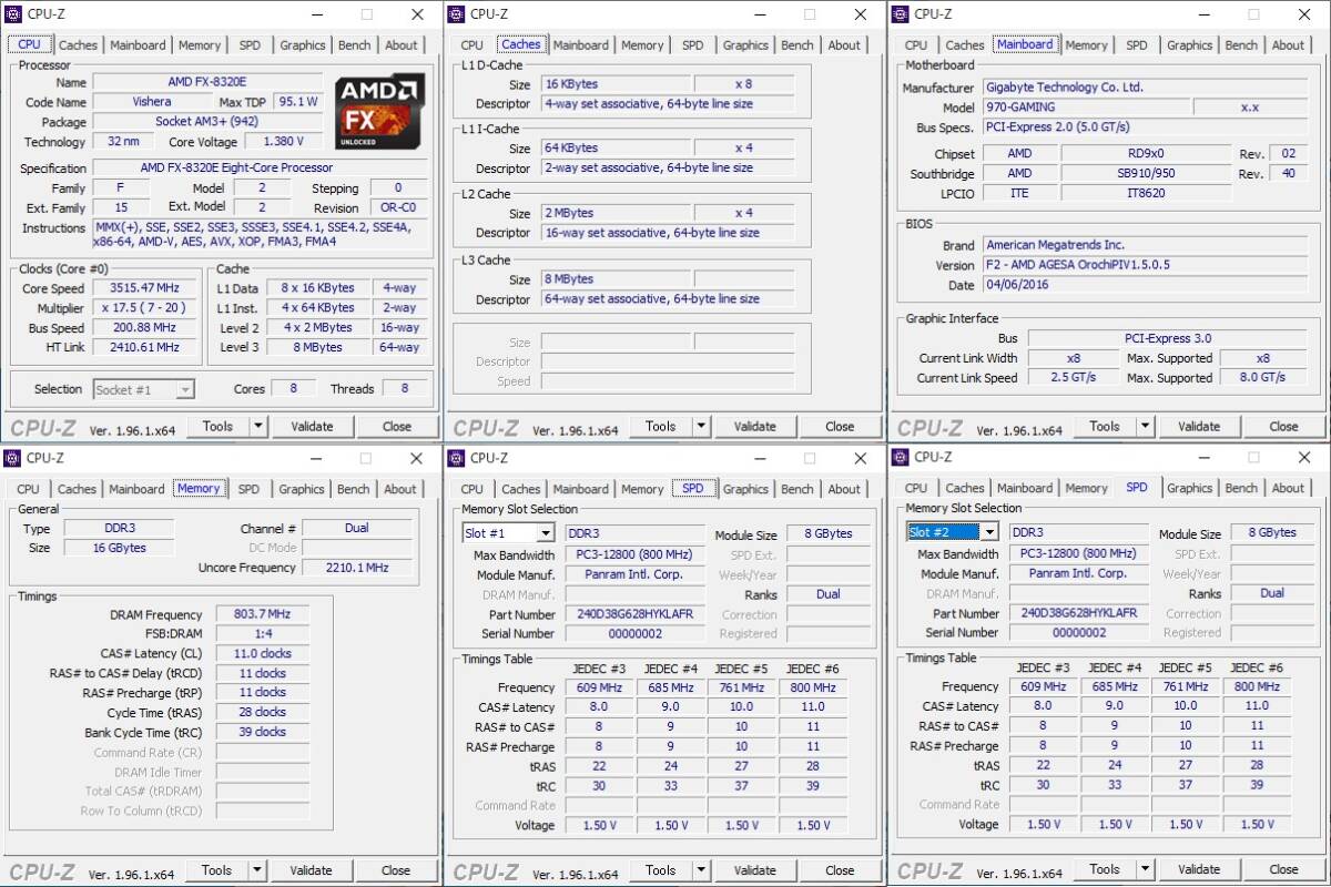 [AM3+] GIGABYTE GA-970-Gaming (rev. 1.1) + AMD FX-8320E + memory 16GB + cooler,air conditioner 