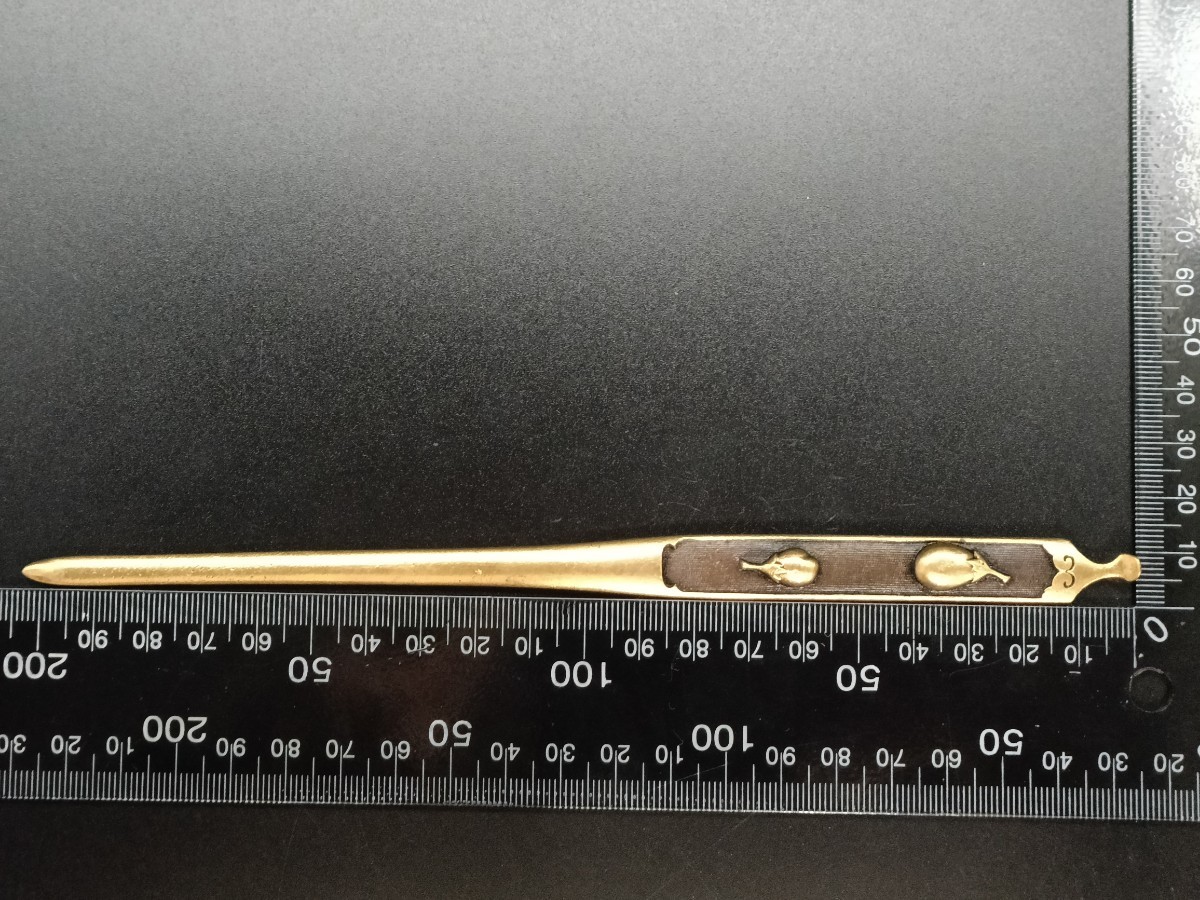 日本刀装具 笄 茄子の図 細工 金工品 銅製 刀剣美術の画像6