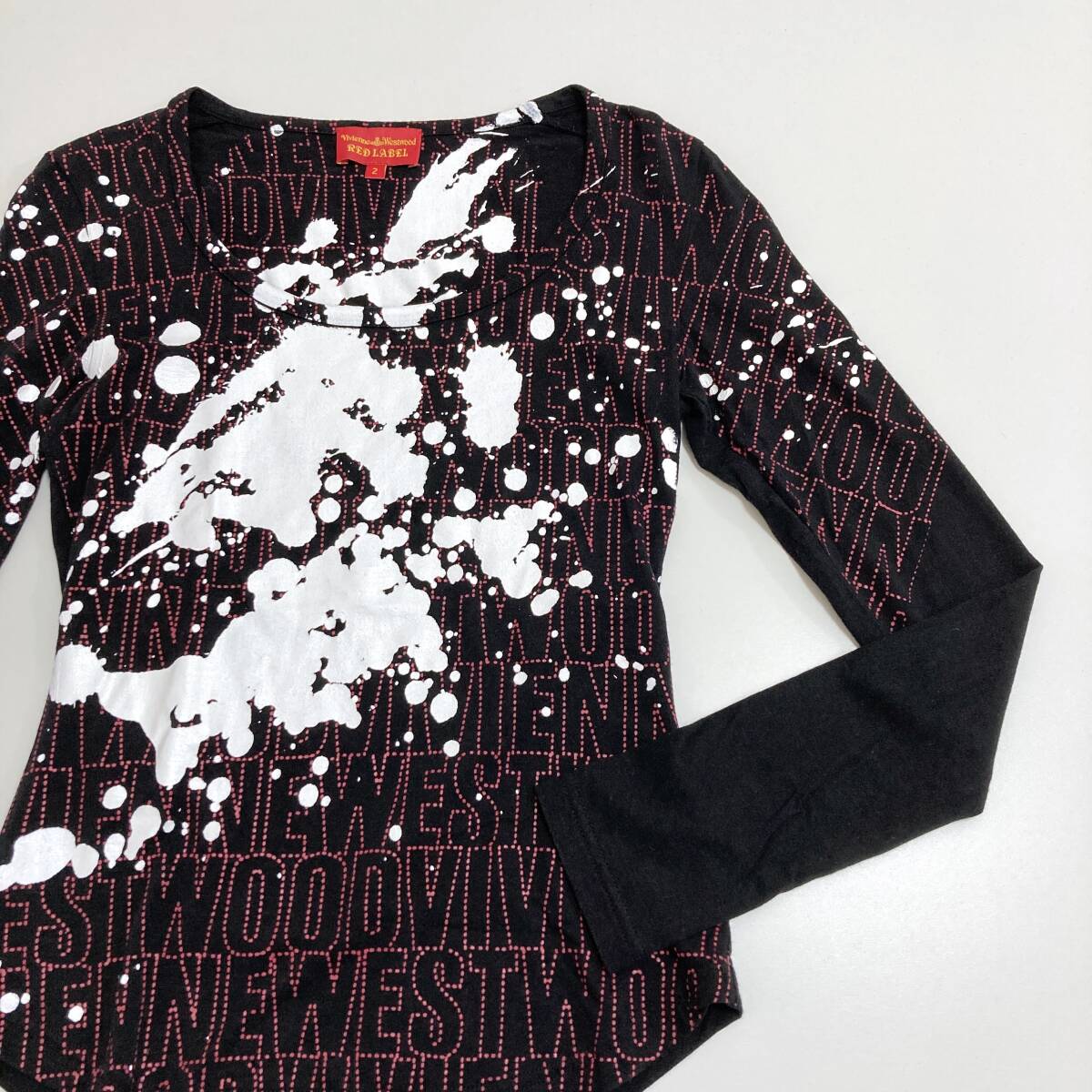 vivienne westwood RED LABEL ロゴ 総柄 ペイント 長袖 カットソー ブラック ヴィヴィアンウエストウッド ロンT Tシャツ archive 3120463_画像3