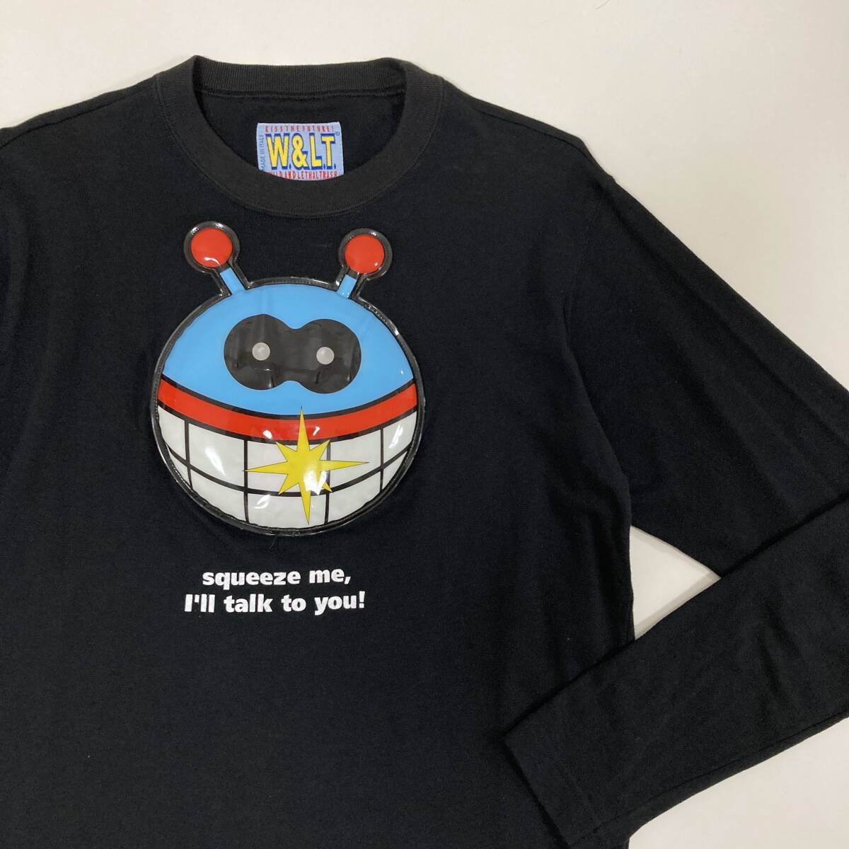 激レア 90s W＆LT パクパクくん 3D 長袖 カットソー ブラック イタリア製 Mサイズ ウォルト ロンT Tシャツ PUKPUK VINTAGE archive 3120016の画像3