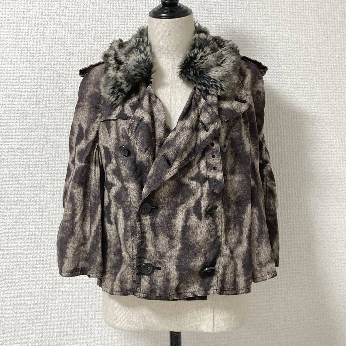  poncho AD2015 COMME des GARCONS fur switch Leopard pattern cape Comme des Garcons mantle jacket coat archive 4030233