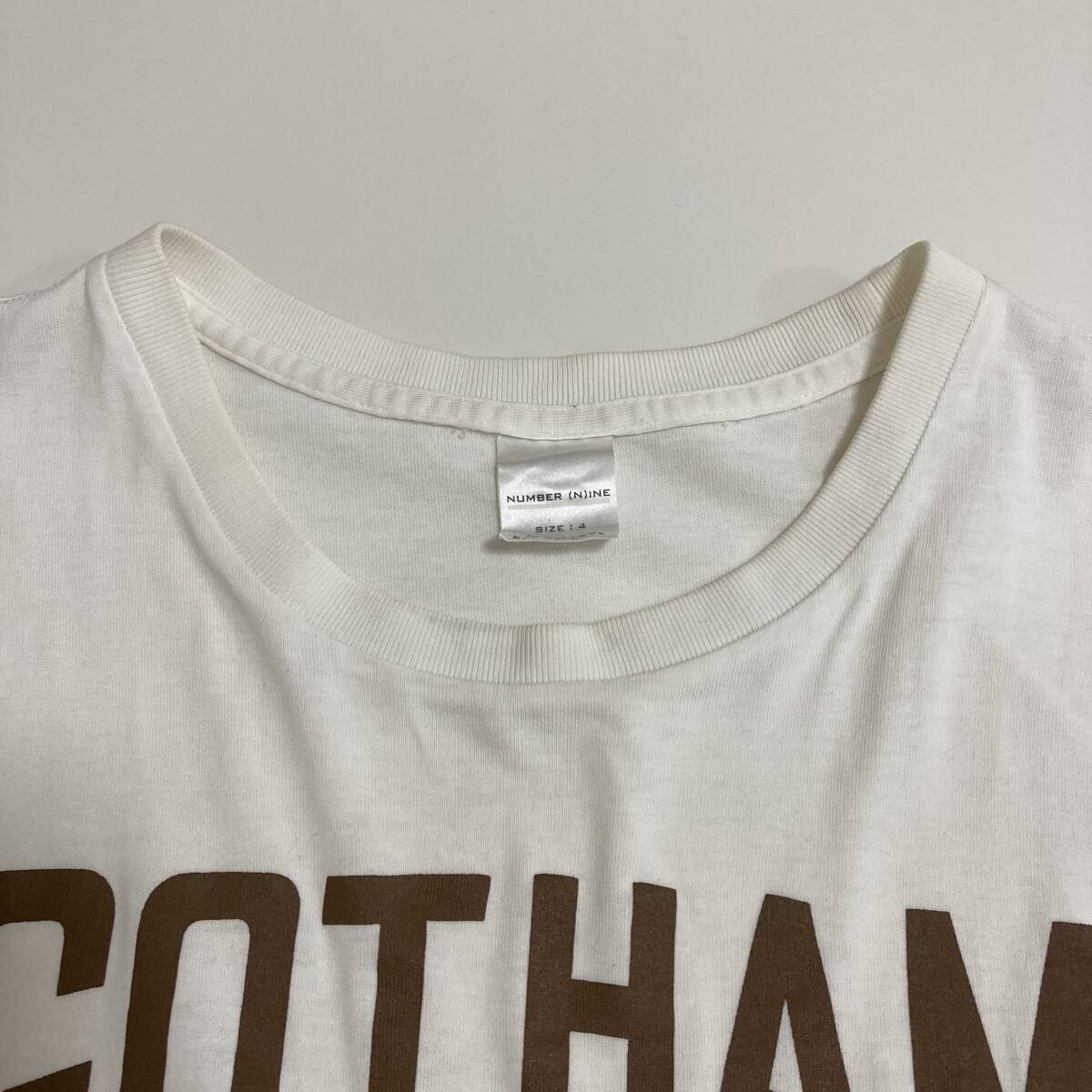  редкий 4 размер NumberNine GOTHAM CITY Logo футболка белый Number Nine трикотаж с коротким рукавом Tee первый период VINTAGE archive 3080596