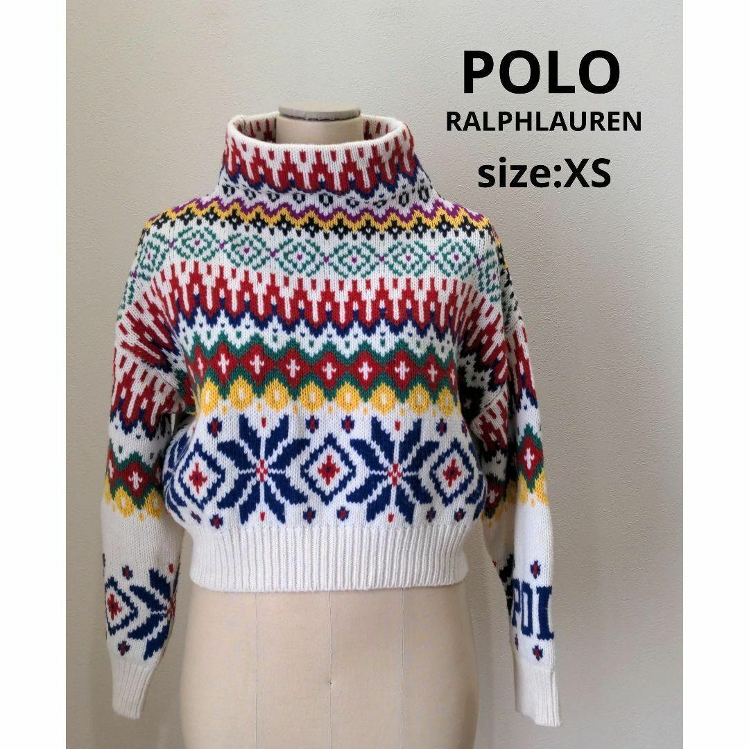 POLO ラルフローレン ロゴ モックネック ウールブレンド セーター XS