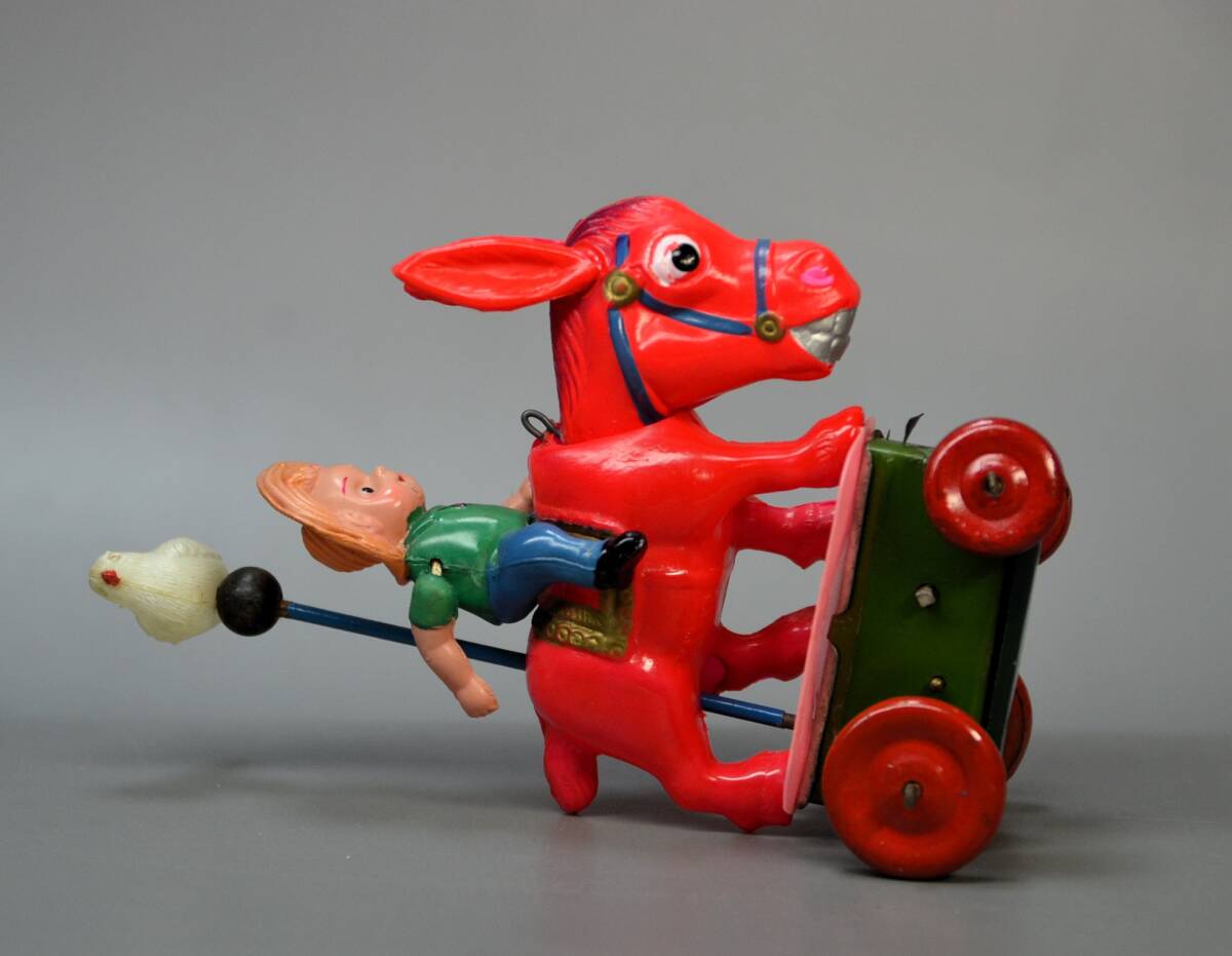少年が 首振りロバにまたがり 右に回転 セルロイドとゼンマイ式玩具 国産 C・Kマーク 稼働 珍品 希少 アンティーク レトロの画像10