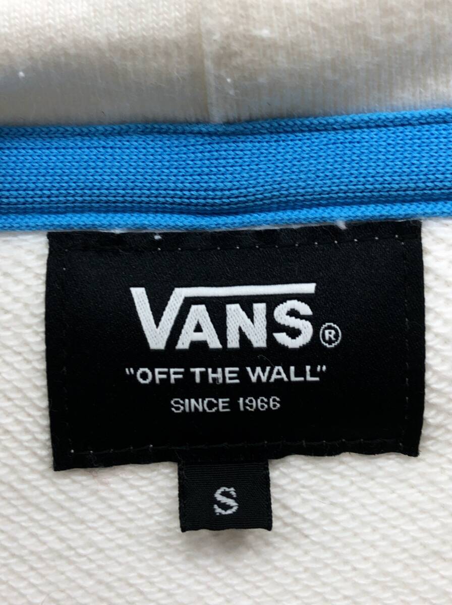 VANS ジップアップ パーカー メンズ S ホワイト OFF THE WALL プリント バンズ 24041001_画像3