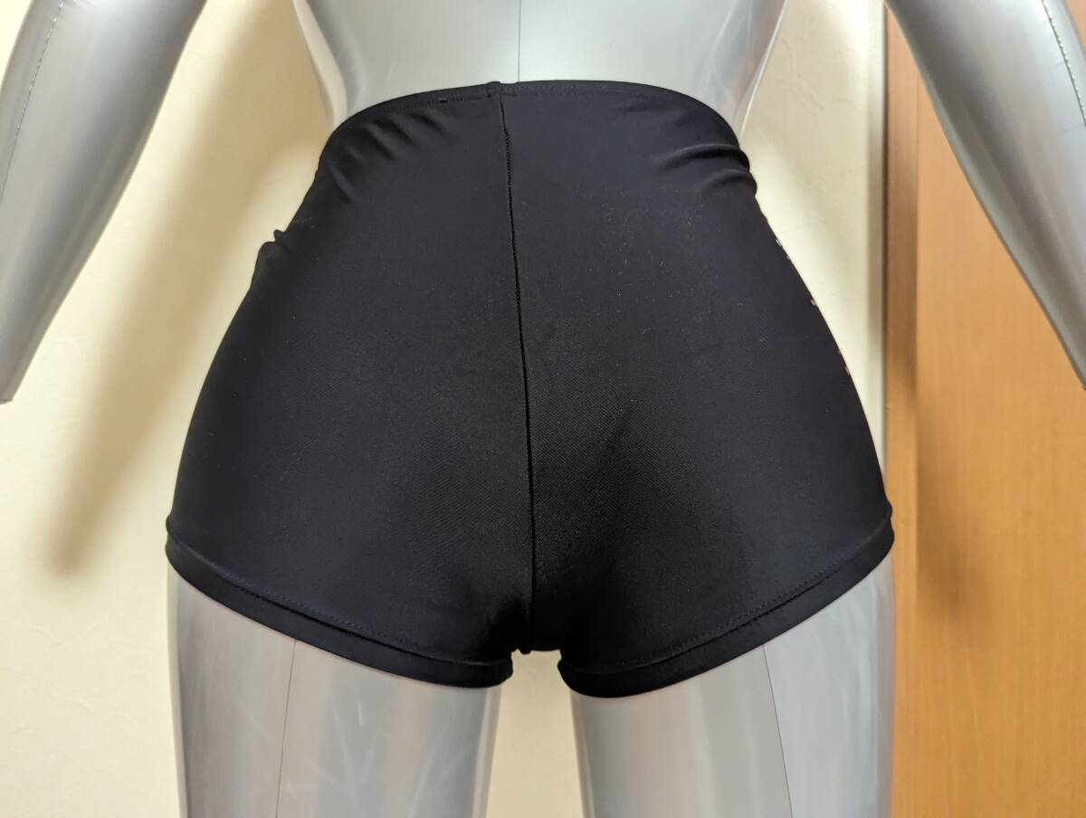 ジムファイン 女子器械体操 新体操 ダンス ショートスパッツ 黒 装飾 サイズALAの画像4