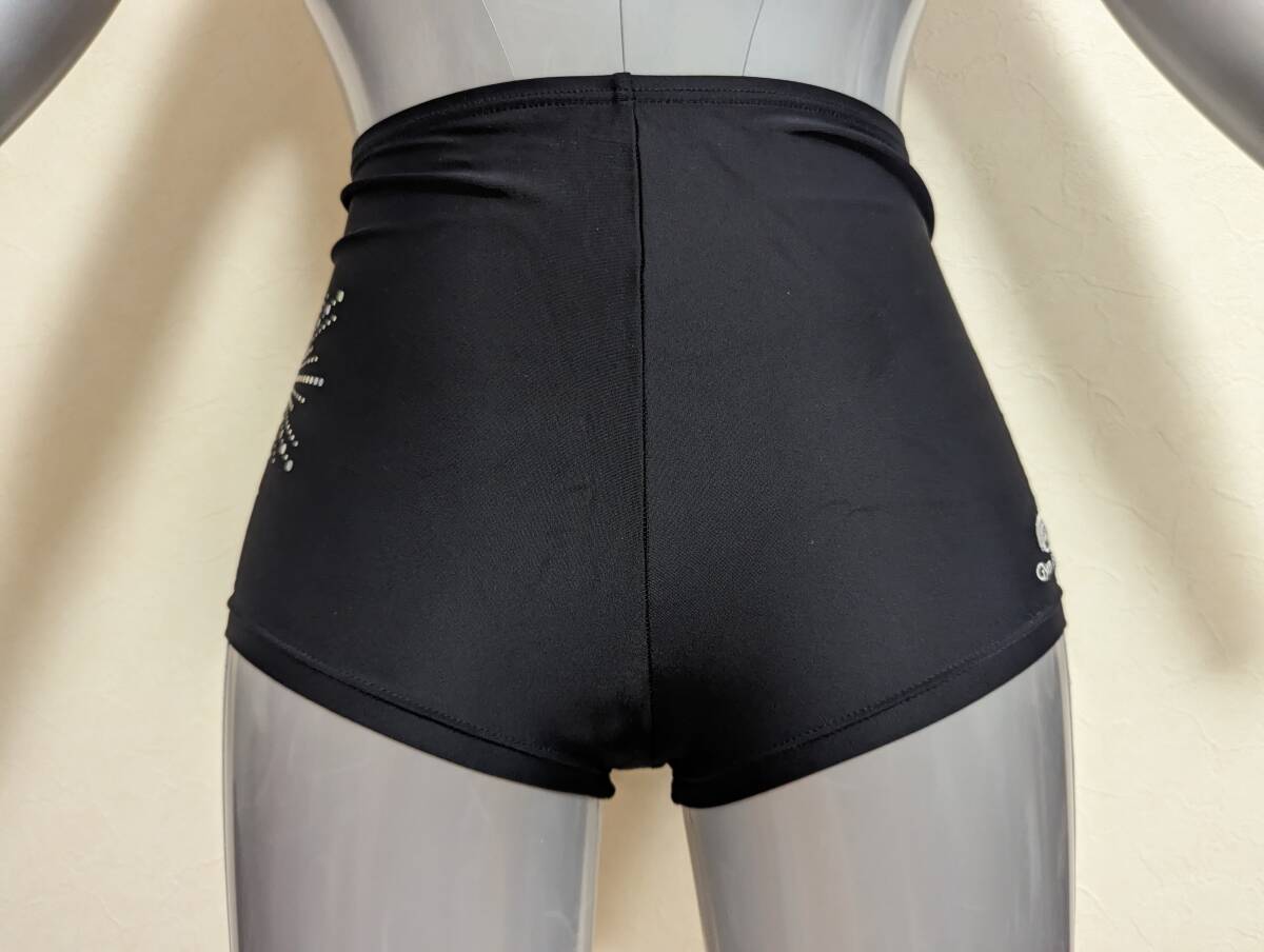 ジムファイン 女子器械体操 新体操 ダンス ショートスパッツ 黒 装飾 サイズALAの画像2