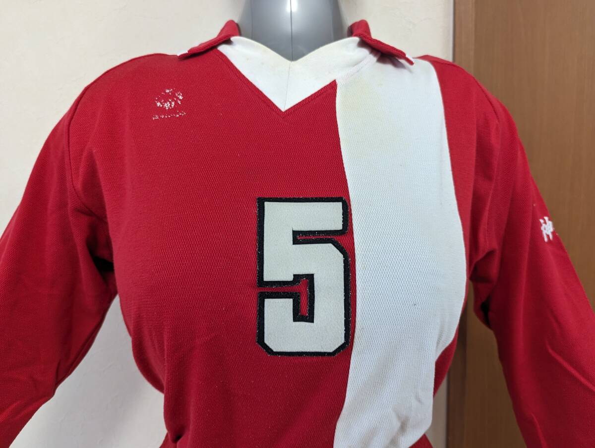 神奈川県住吉高校 アシックス レコーダー 女子バレーボールユニフォーム 赤/白 サイズ上L程度/下L #5の画像3