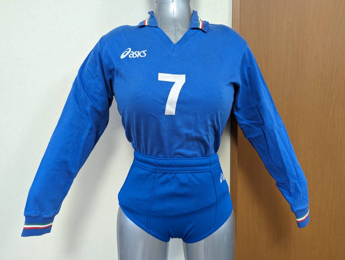 山形市立第六中学校 アシックス ゴールドタイガー 女子バレーボールユニフォーム 青 サイズ上L/下M #7の画像1