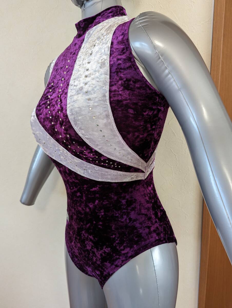  air Move woman artistic gymnastics rhythmic sports gymnastics Dance Leotard high‐necked velour cloth purple / white size M