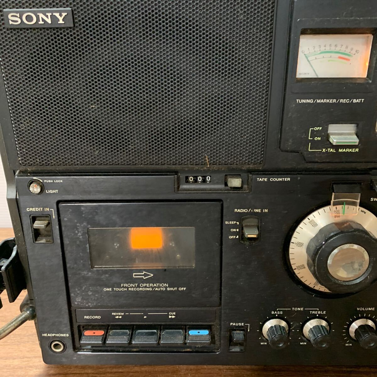 1円スタート SONY/ソニー CASSETTE-CORDER CF-5950 1980年製 通電確認済 5バンド ラジカセ オーディオ機器 ラジオ カセット レトロ (石912の画像3