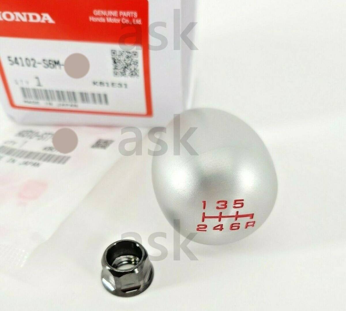 ★新品 Honda アコード, シビック, インテグラ用 6速 M10x1.5 シフトノブ & ナット セット　Shift Knob and Nut SET　ホンダ 純正部品_画像2