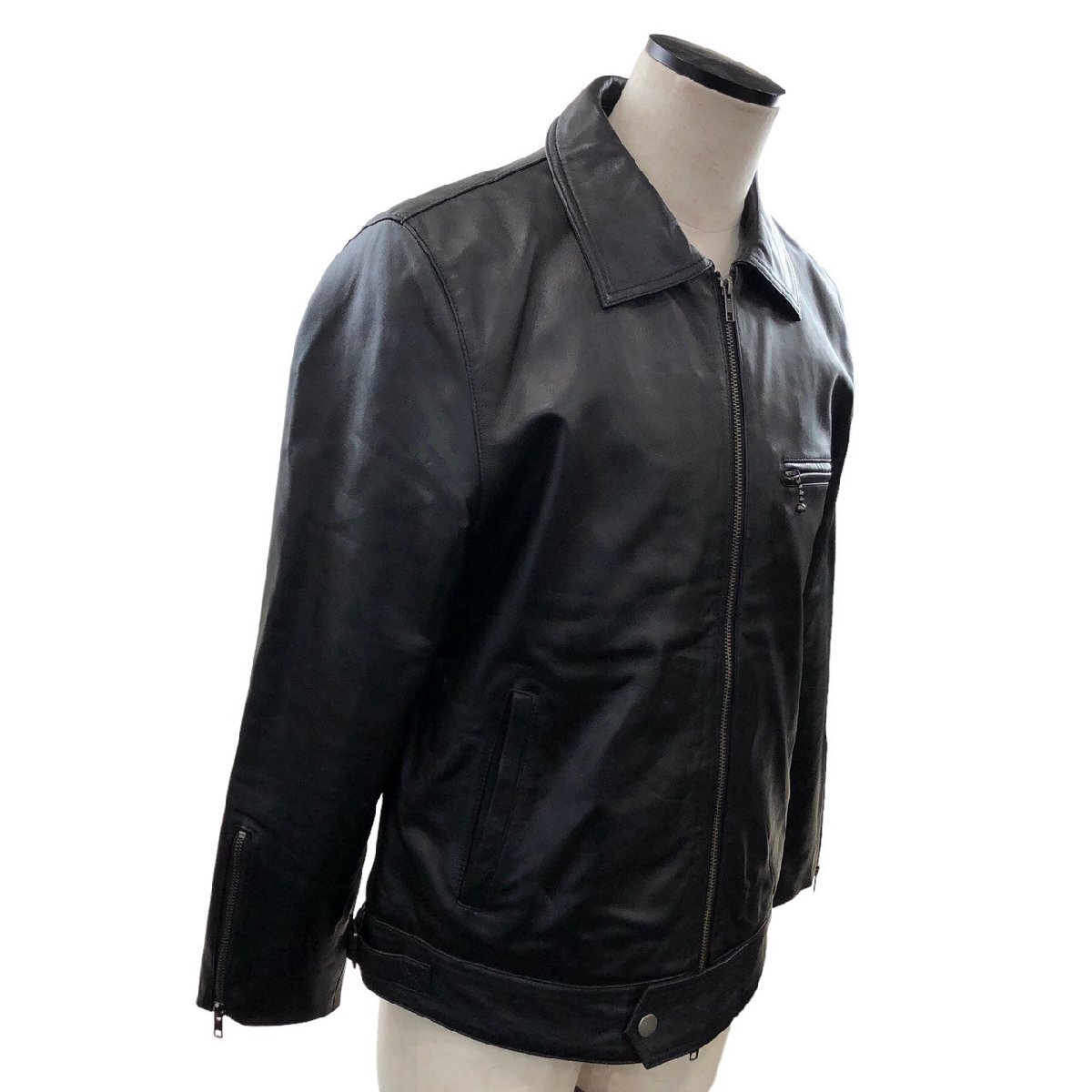 USED LIUGOO SINGLE RIDERS JKT リューグー シングルライダース ジャケット LL 羊革 ライダース レザー メンズ 革ジャン ロック クール_画像5