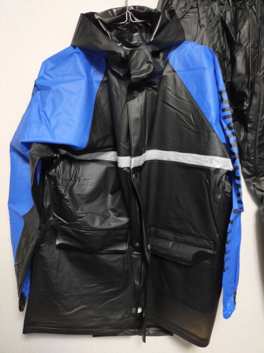  vinyl rainsuit set PVC vinyl . feather raincoat pants sauna suit waterproof Kappa blue black 